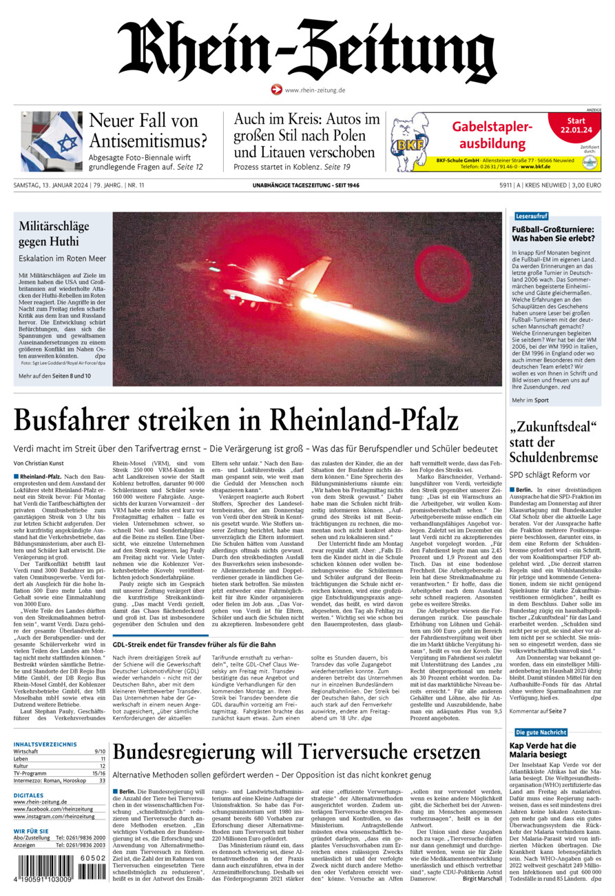 Rhein-Zeitung Kreis Neuwied vom Samstag, 13.01.2024