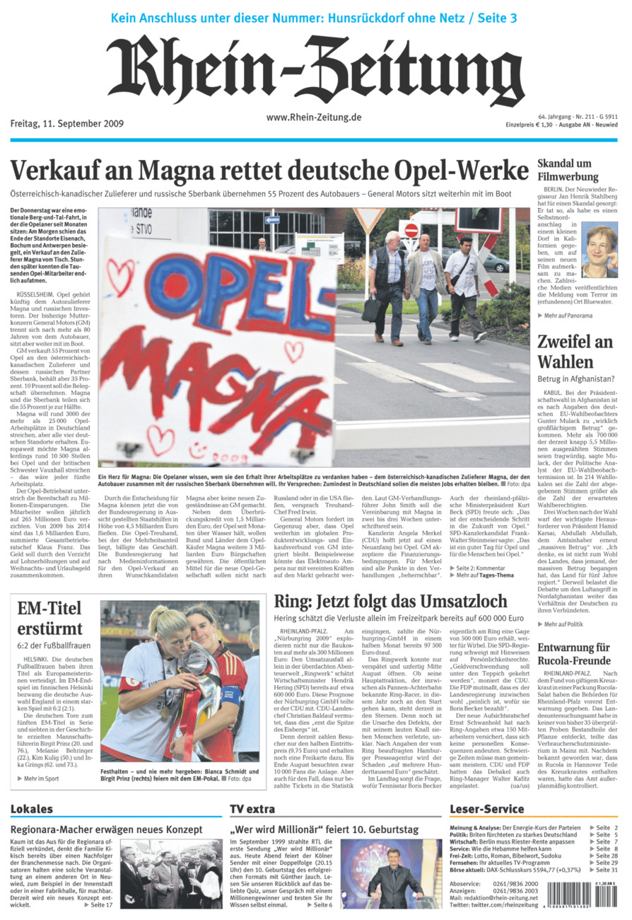 Rhein-Zeitung Kreis Neuwied vom Freitag, 11.09.2009