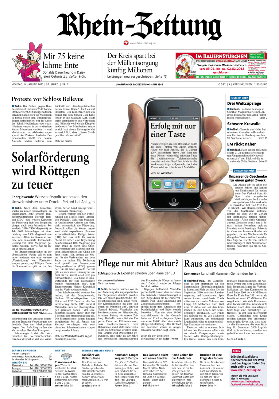 Rhein-Zeitung Kreis Neuwied vom Montag, 09.01.2012