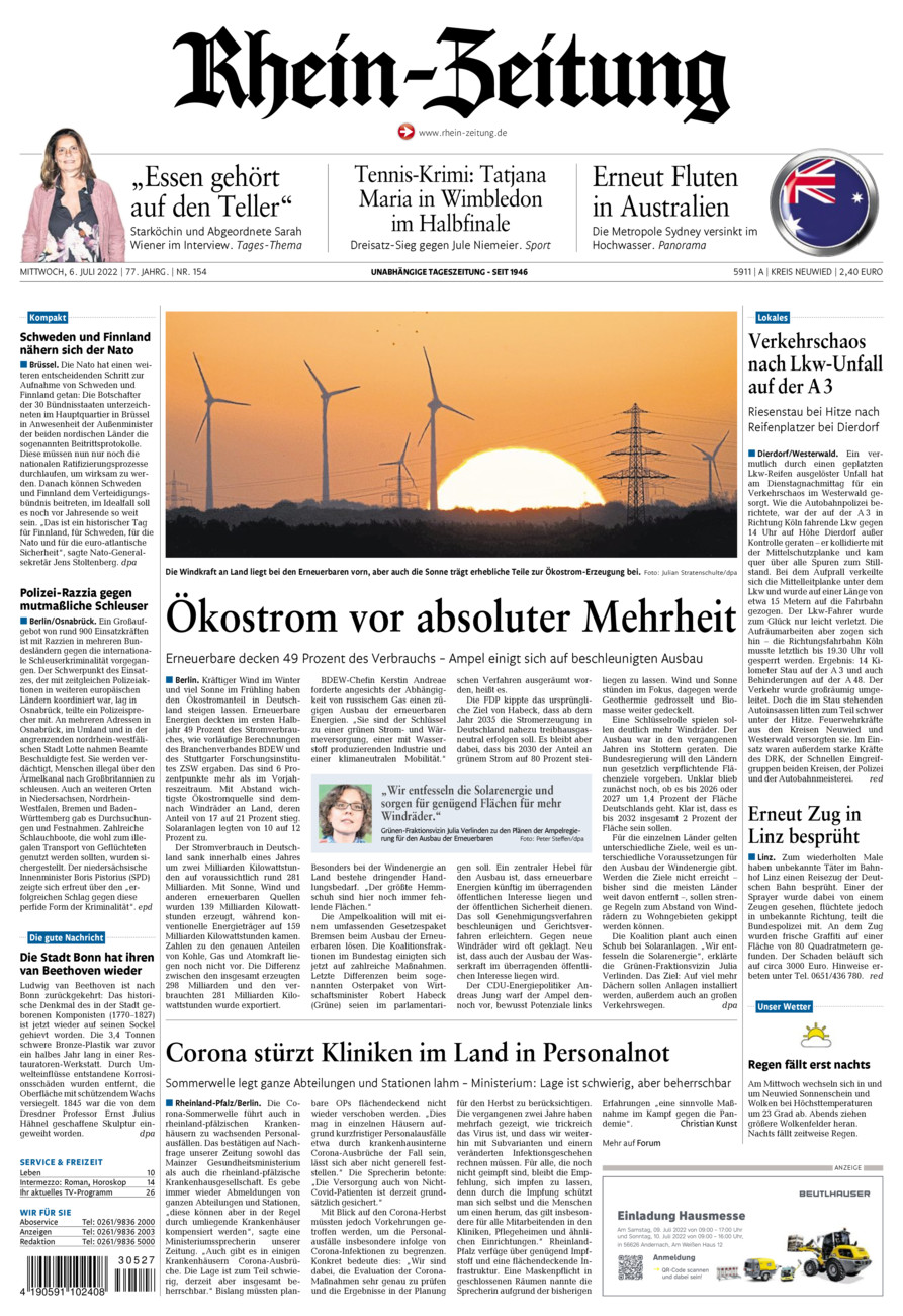 Rhein-Zeitung Kreis Neuwied vom Mittwoch, 06.07.2022