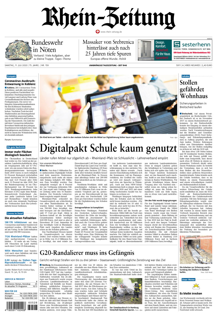 Rhein-Zeitung Kreis Neuwied vom Samstag, 11.07.2020