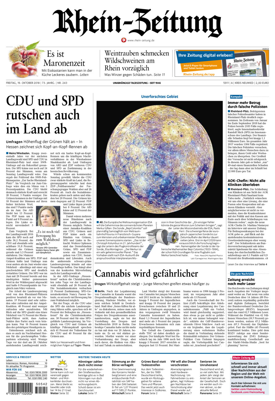 Rhein-Zeitung Kreis Neuwied vom Freitag, 19.10.2018
