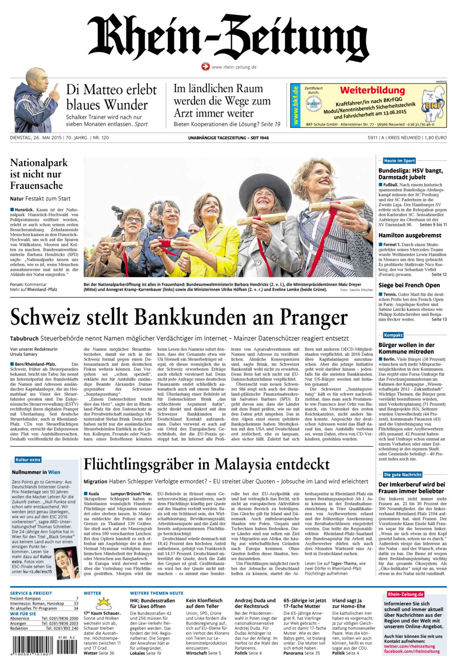 Rhein-Zeitung Kreis Neuwied vom Dienstag, 26.05.2015