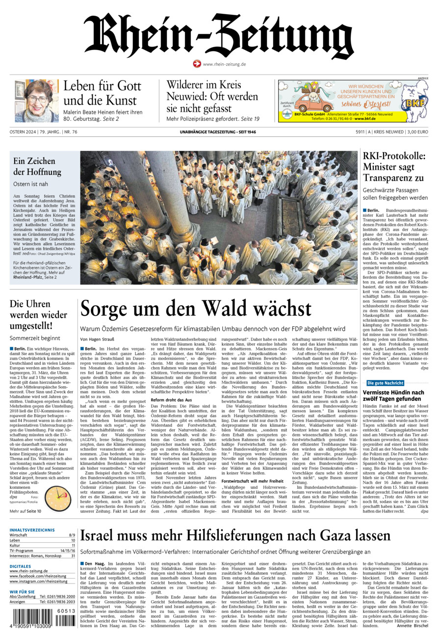 Rhein-Zeitung Kreis Neuwied vom Samstag, 30.03.2024