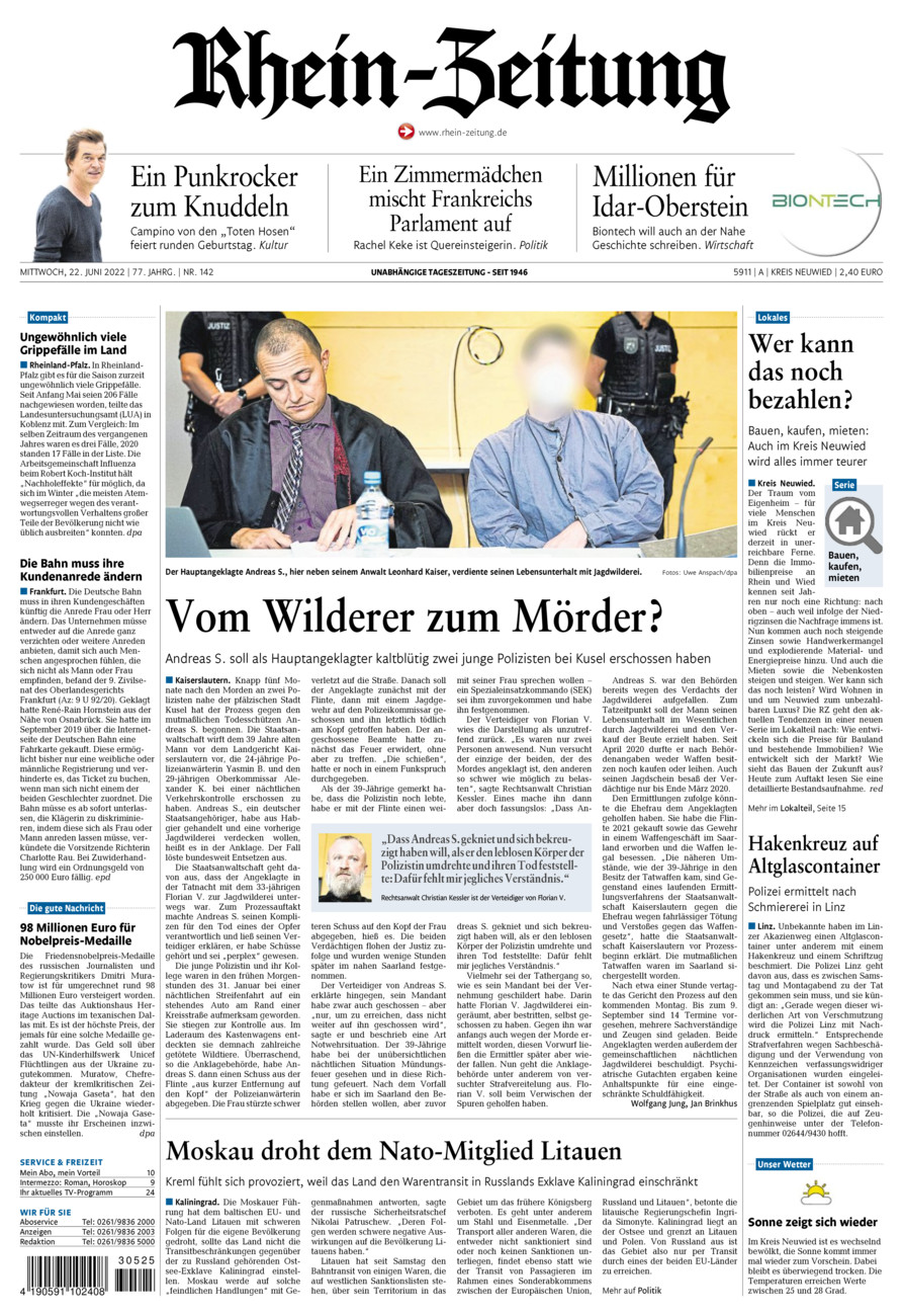 Rhein-Zeitung Kreis Neuwied vom Mittwoch, 22.06.2022