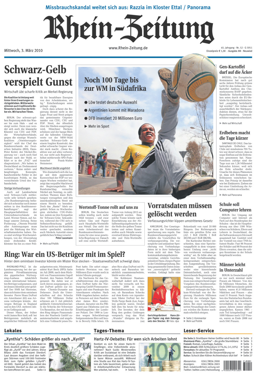 Rhein-Zeitung Kreis Neuwied vom Mittwoch, 03.03.2010