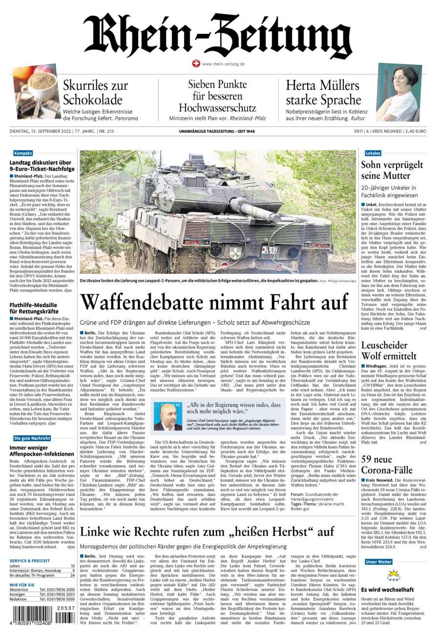 Rhein-Zeitung Kreis Neuwied vom Dienstag, 13.09.2022
