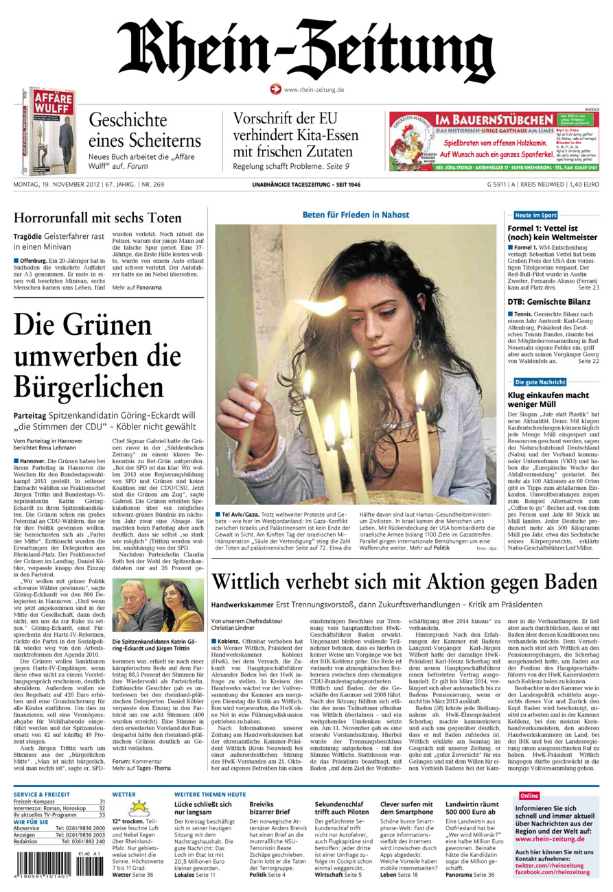 Rhein-Zeitung Kreis Neuwied vom Montag, 19.11.2012