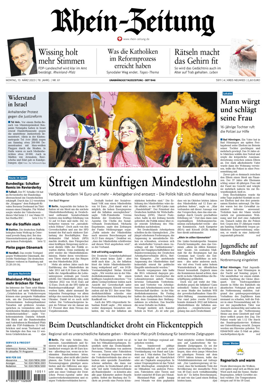 Rhein-Zeitung Kreis Neuwied vom Montag, 13.03.2023