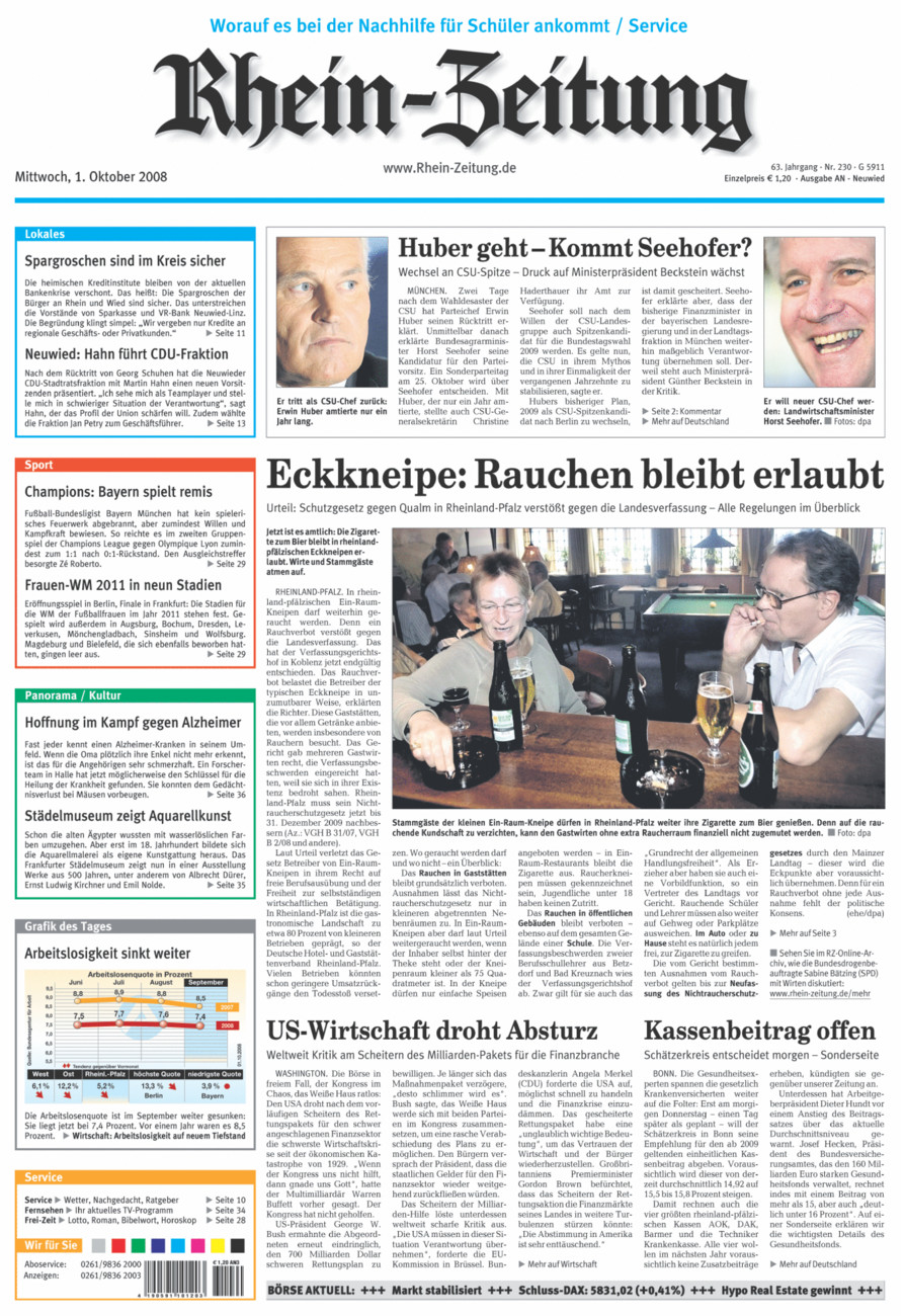 Rhein-Zeitung Kreis Neuwied vom Mittwoch, 01.10.2008