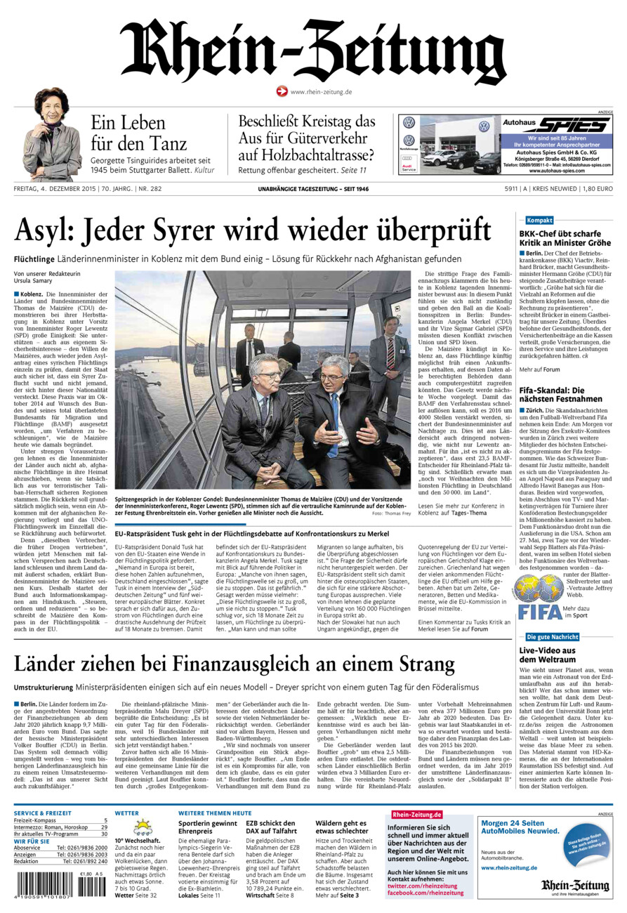 Rhein-Zeitung Kreis Neuwied vom Freitag, 04.12.2015