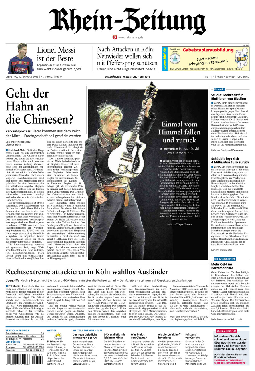 Rhein-Zeitung Kreis Neuwied vom Dienstag, 12.01.2016