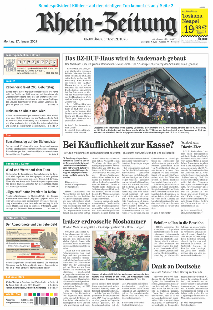 Rhein-Zeitung Kreis Neuwied vom Montag, 17.01.2005