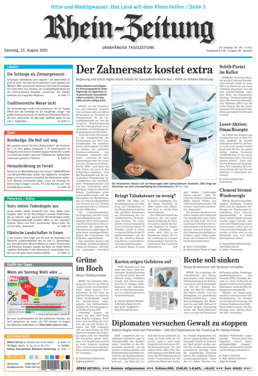 Rhein-Zeitung Kreis Neuwied vom Samstag, 23.08.2003