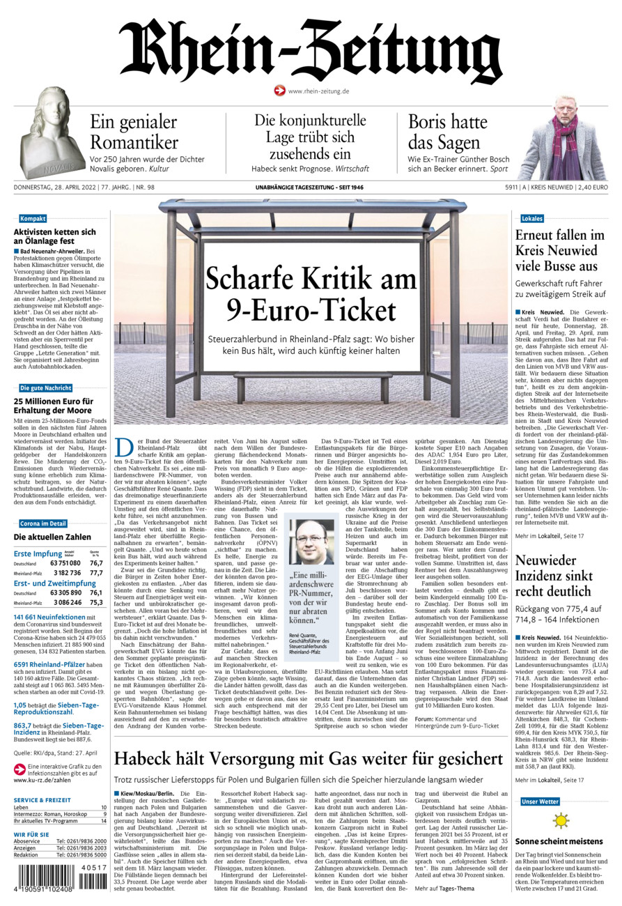 Rhein-Zeitung Kreis Neuwied vom Donnerstag, 28.04.2022