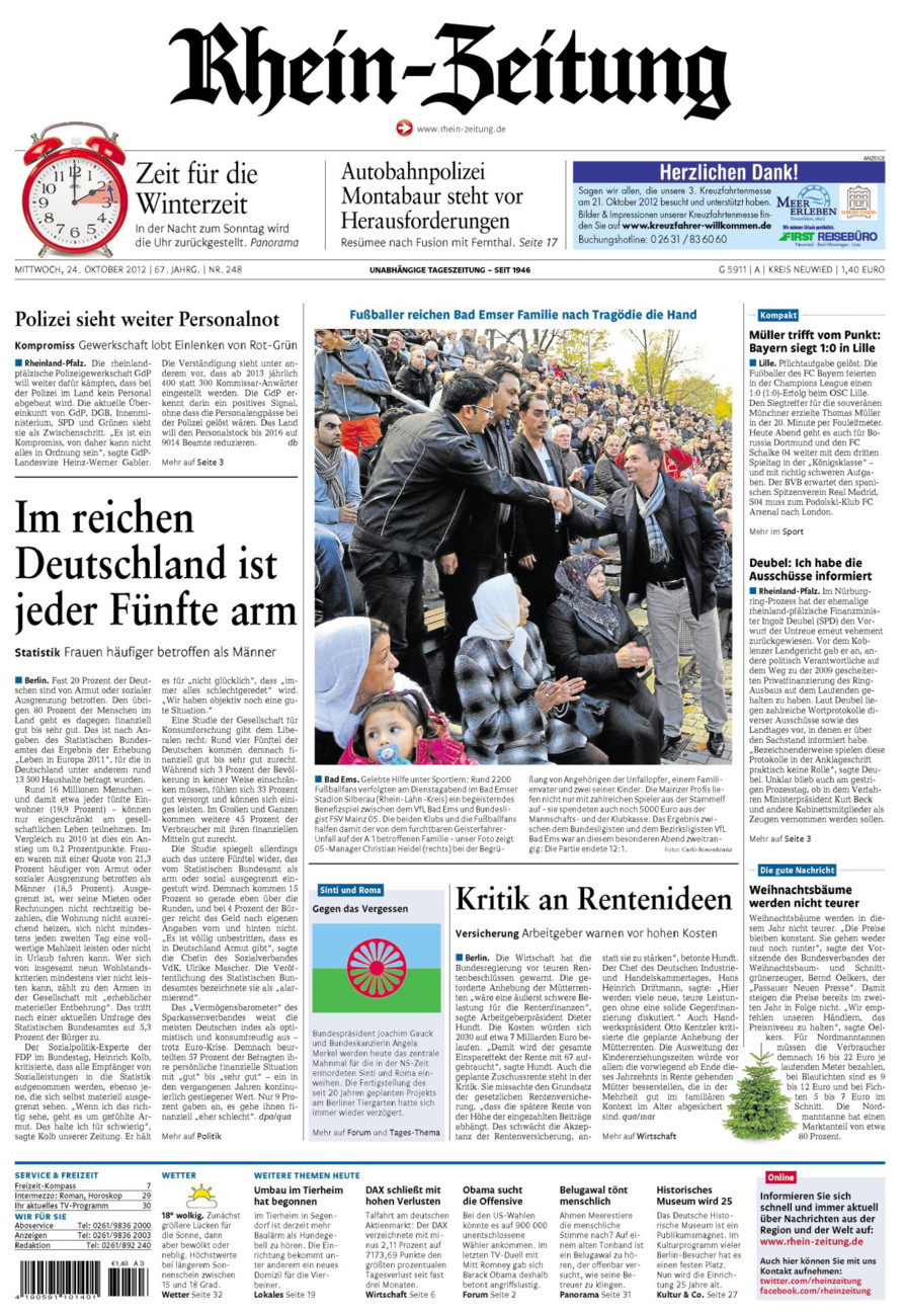 Rhein-Zeitung Kreis Neuwied vom Mittwoch, 24.10.2012