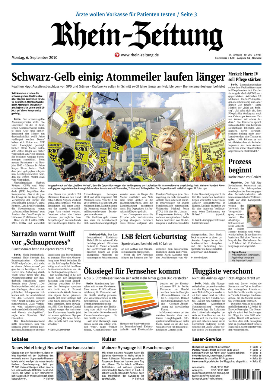 Rhein-Zeitung Kreis Neuwied vom Montag, 06.09.2010