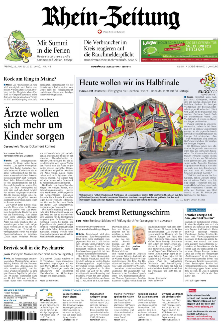Rhein-Zeitung Kreis Neuwied vom Freitag, 22.06.2012