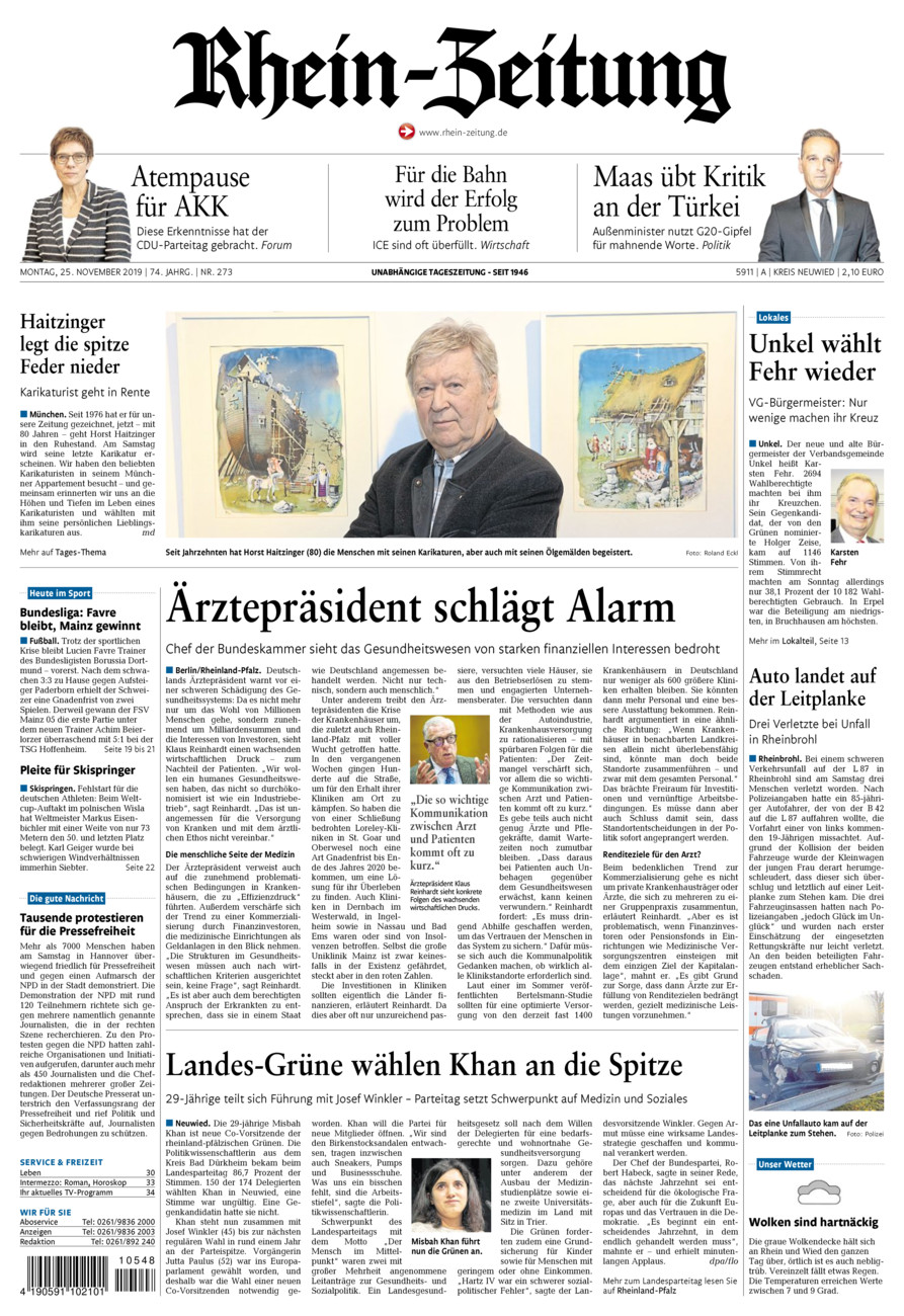 Rhein-Zeitung Kreis Neuwied vom Montag, 25.11.2019