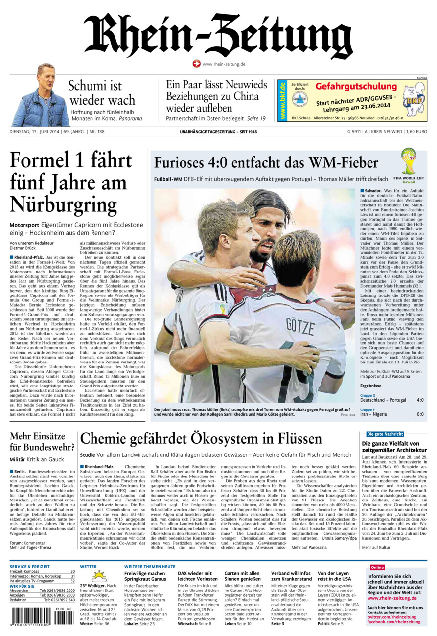 Rhein-Zeitung Kreis Neuwied vom Dienstag, 17.06.2014