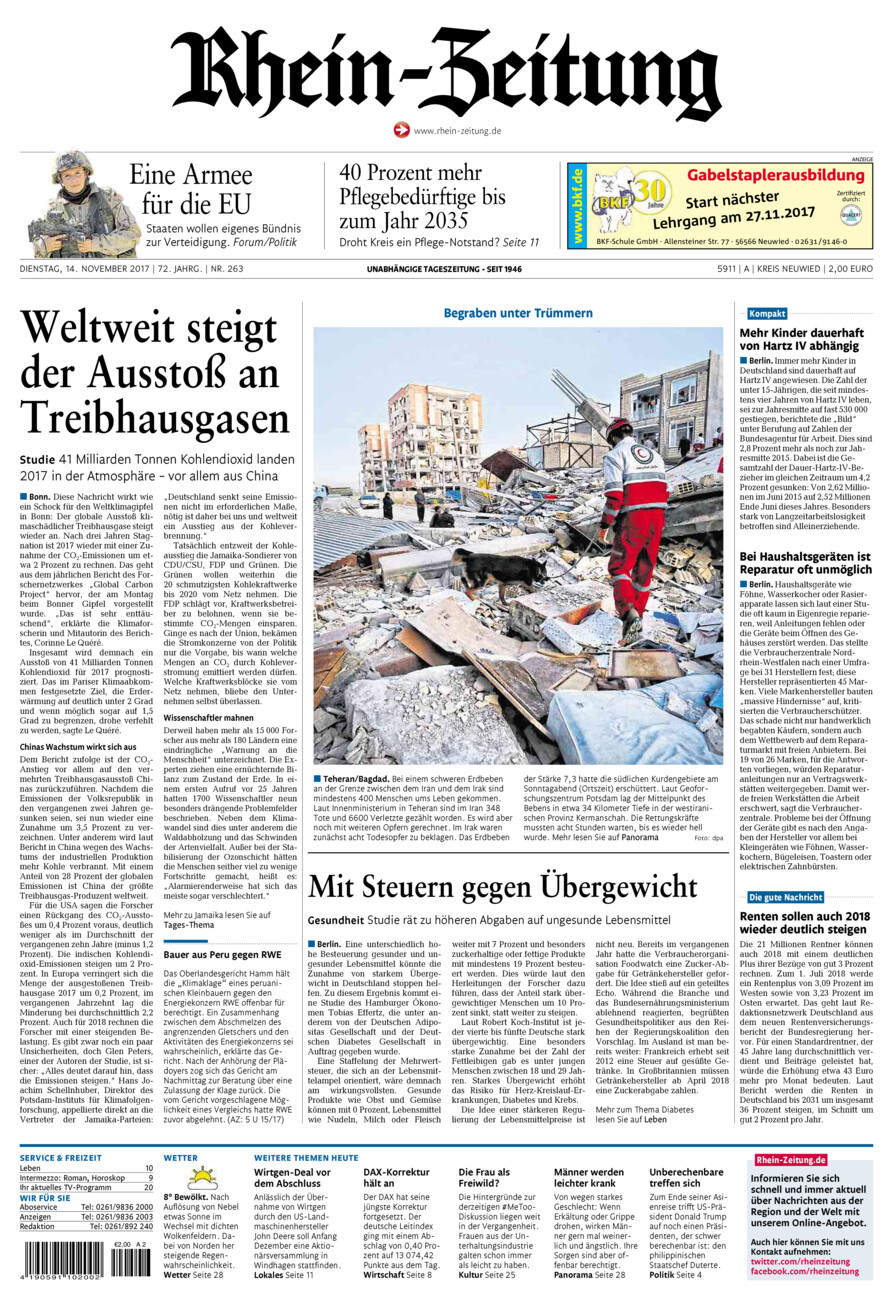 Rhein-Zeitung Kreis Neuwied vom Dienstag, 14.11.2017
