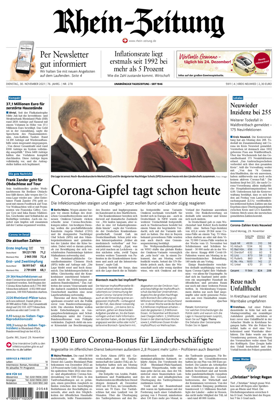 Rhein-Zeitung Kreis Neuwied vom Dienstag, 30.11.2021