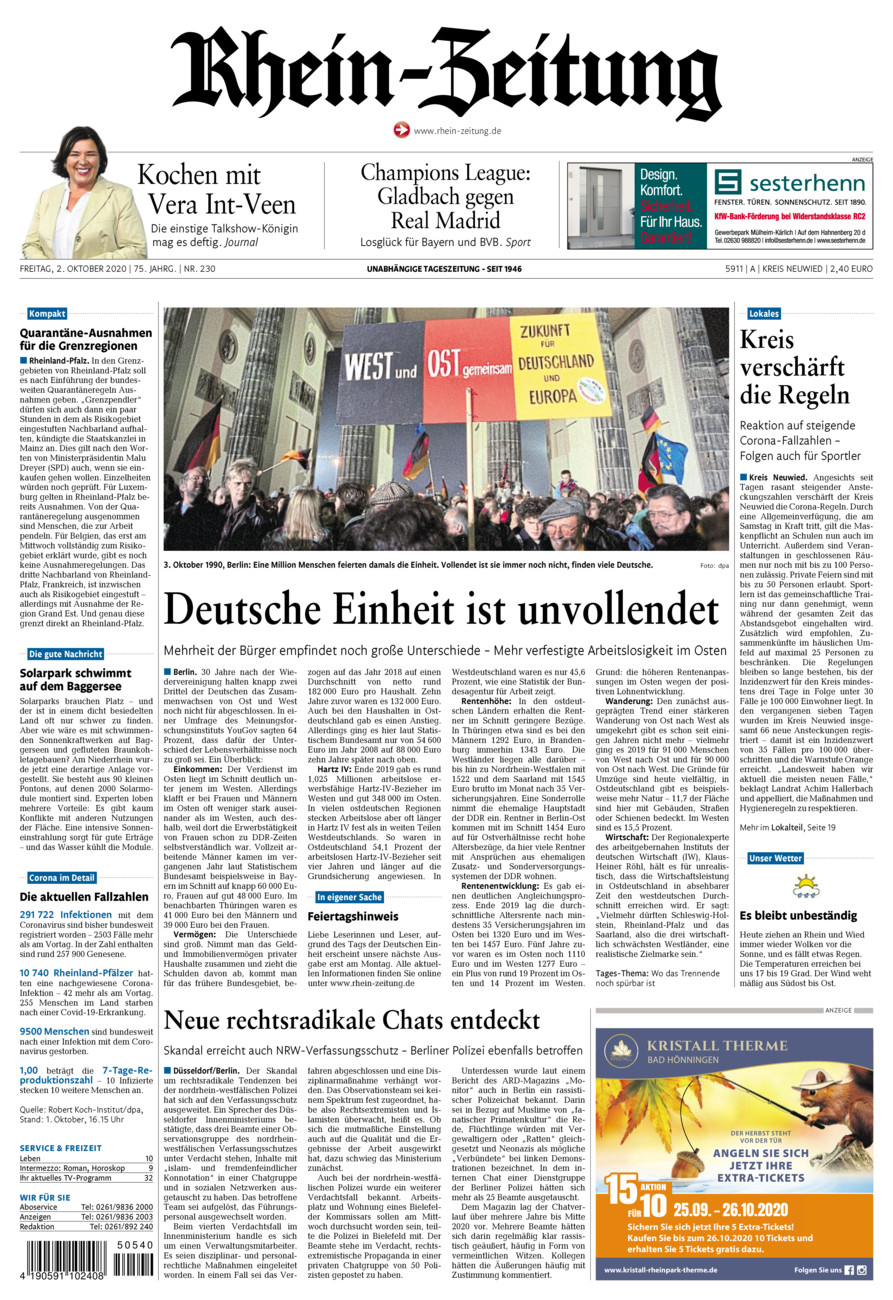 Rhein-Zeitung Kreis Neuwied vom Freitag, 02.10.2020