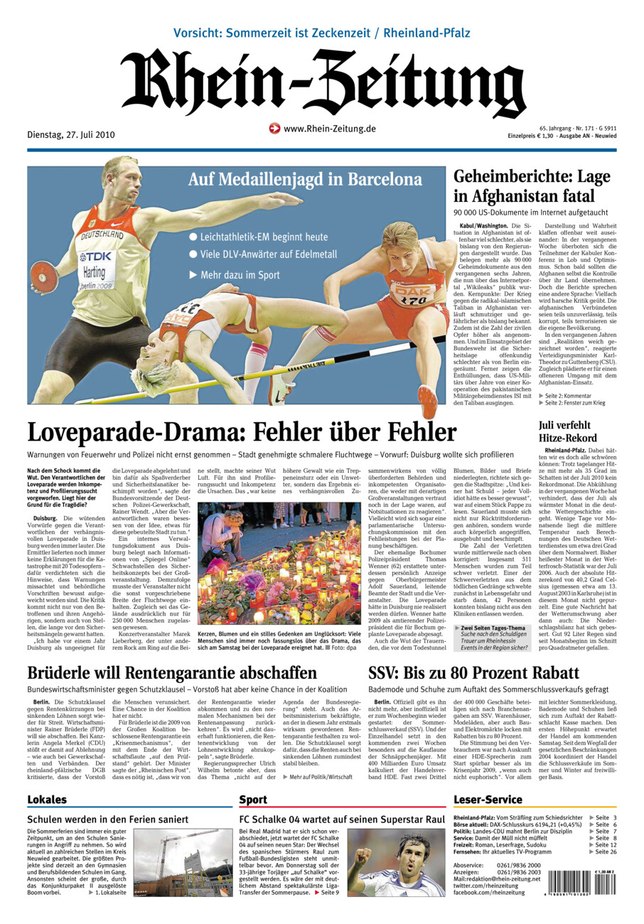 Rhein-Zeitung Kreis Neuwied vom Dienstag, 27.07.2010