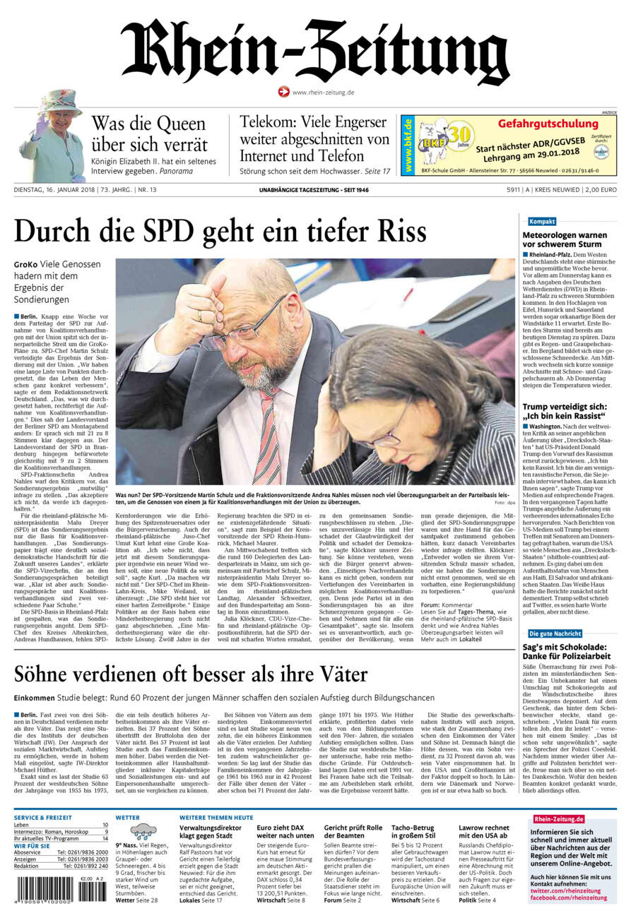 Rhein-Zeitung Kreis Neuwied vom Dienstag, 16.01.2018