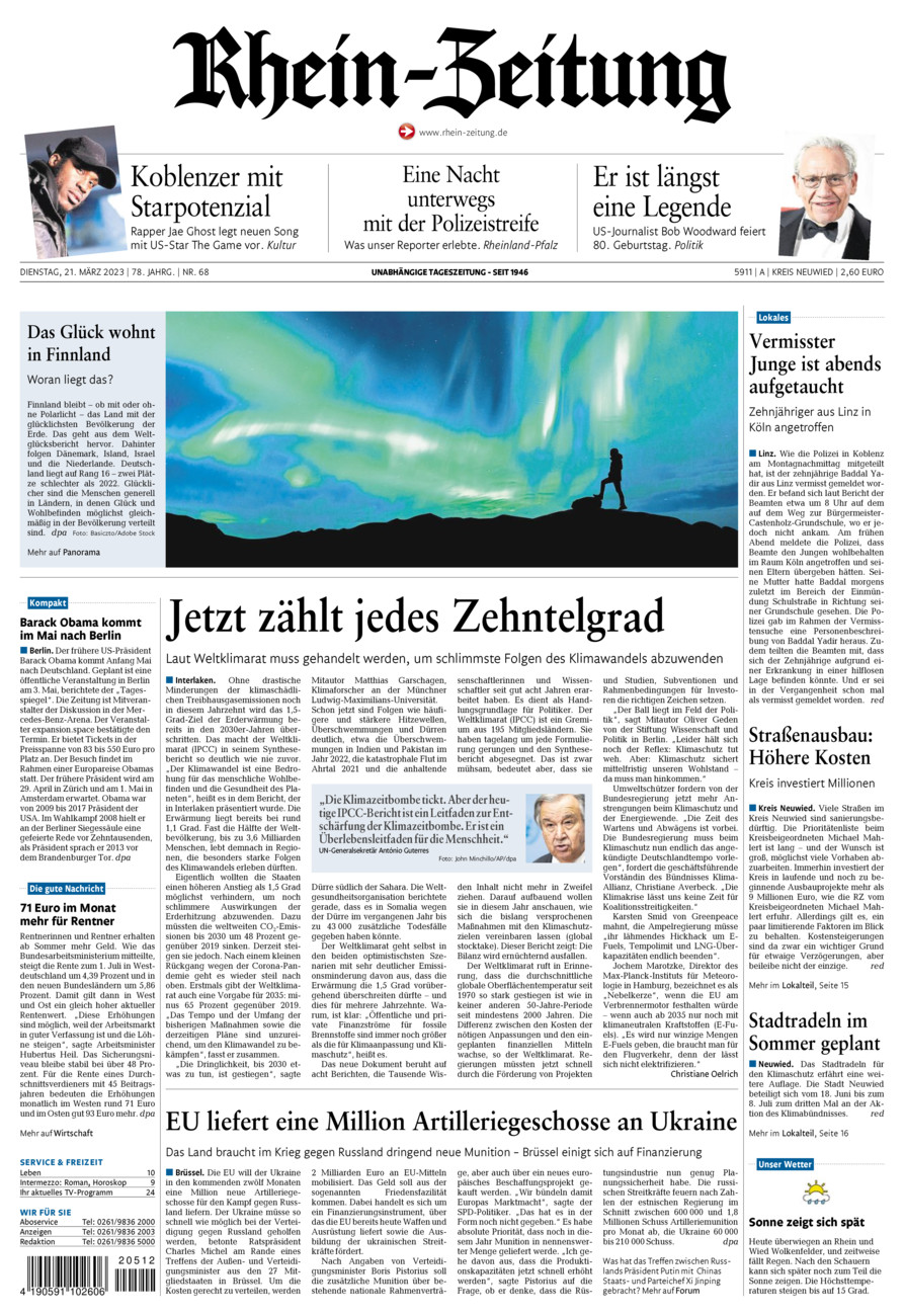 Rhein-Zeitung Kreis Neuwied vom Dienstag, 21.03.2023