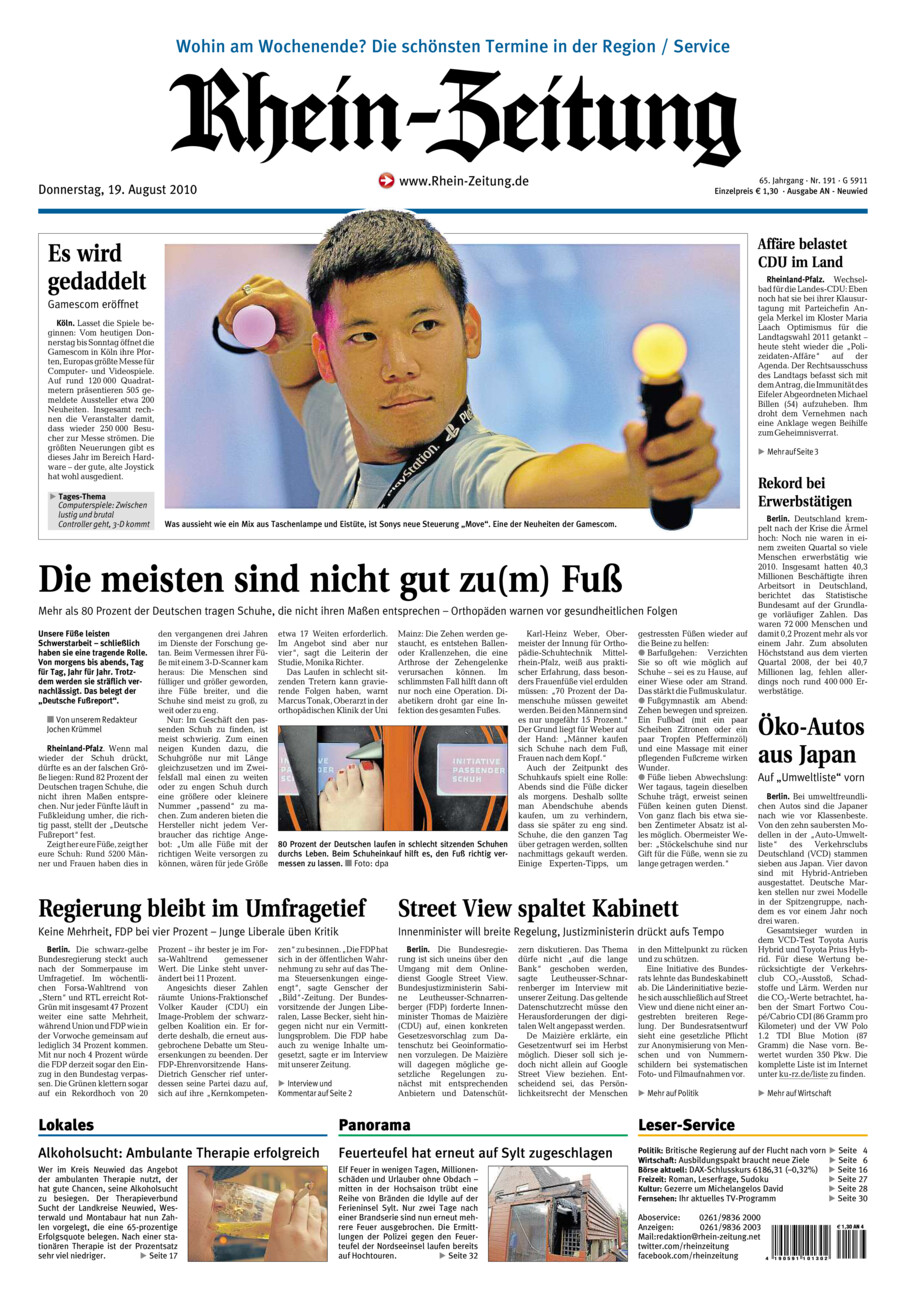 Rhein-Zeitung Kreis Neuwied vom Donnerstag, 19.08.2010