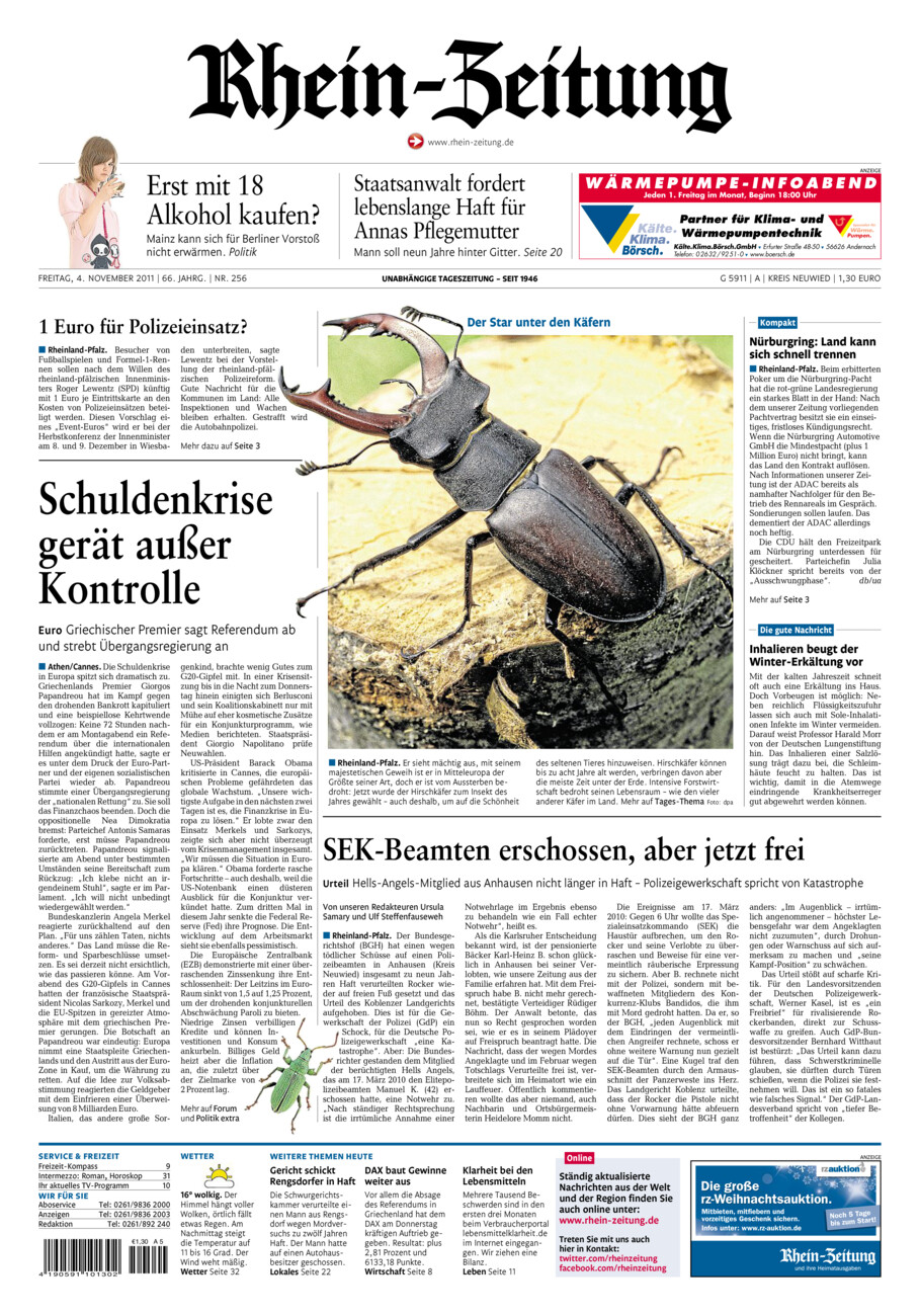 Rhein-Zeitung Kreis Neuwied vom Freitag, 04.11.2011