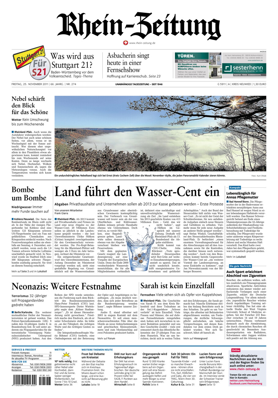 Rhein-Zeitung Kreis Neuwied vom Freitag, 25.11.2011