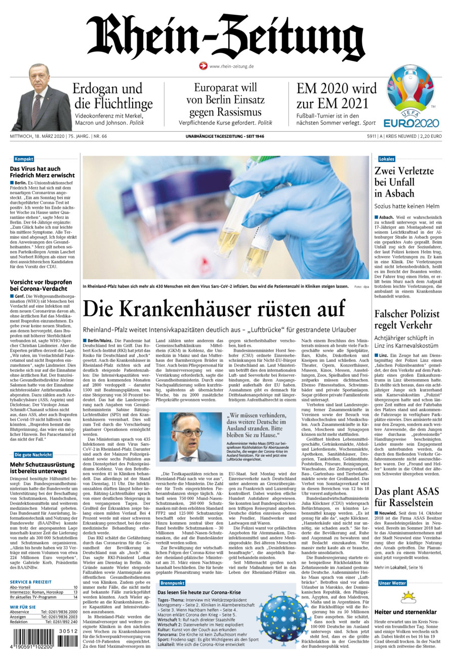 Rhein-Zeitung Kreis Neuwied vom Mittwoch, 18.03.2020