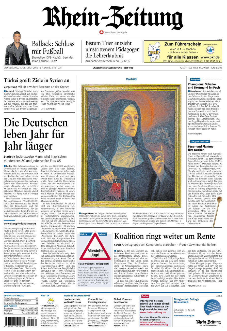 Rhein-Zeitung Kreis Neuwied vom Donnerstag, 04.10.2012