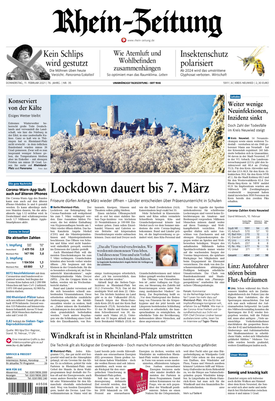 Rhein-Zeitung Kreis Neuwied vom Donnerstag, 11.02.2021
