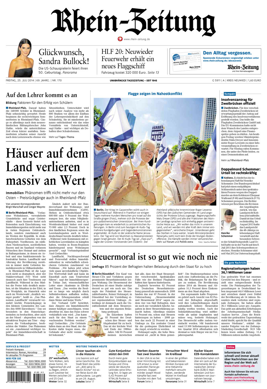 Rhein-Zeitung Kreis Neuwied vom Freitag, 25.07.2014