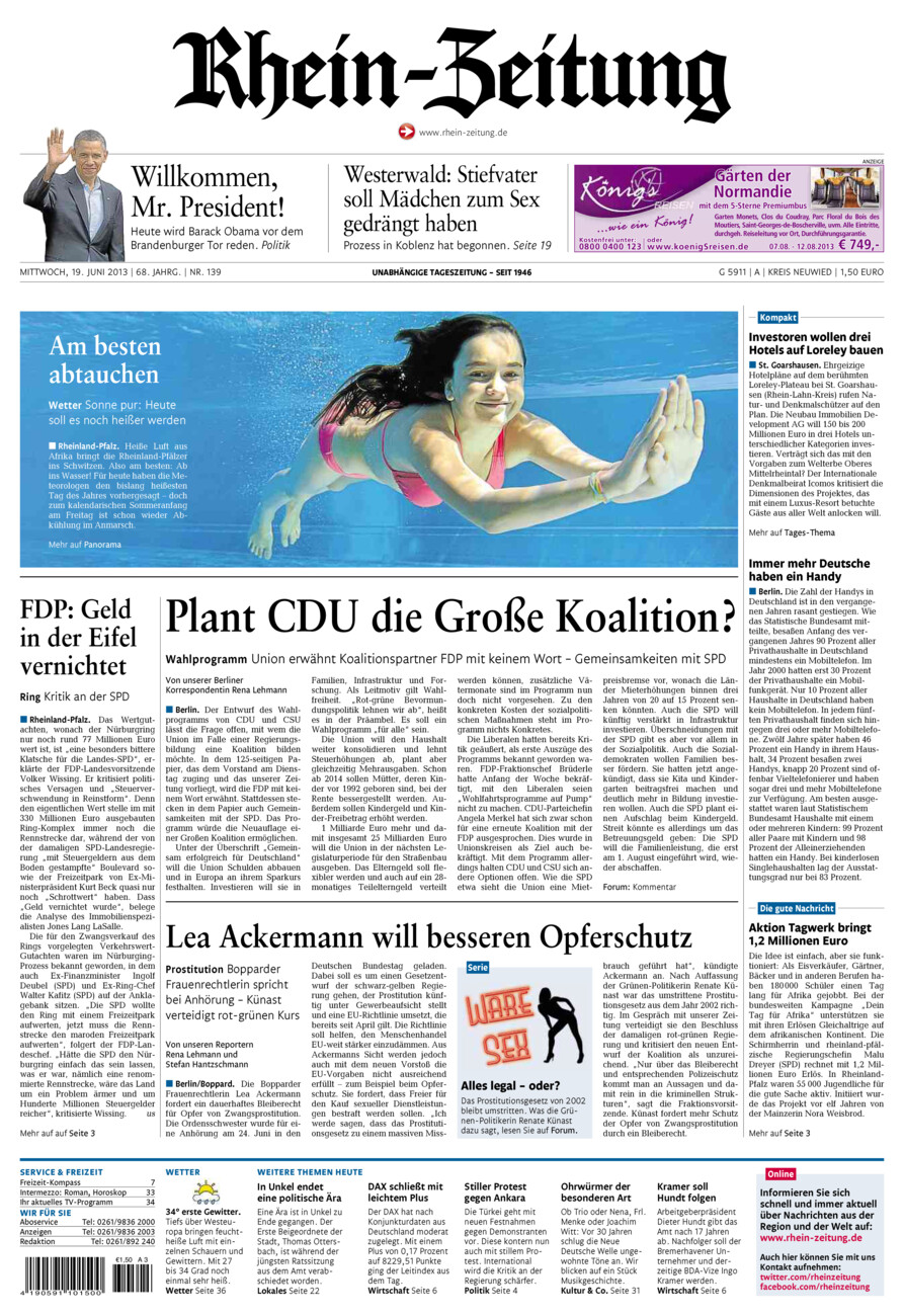 Rhein-Zeitung Kreis Neuwied vom Mittwoch, 19.06.2013