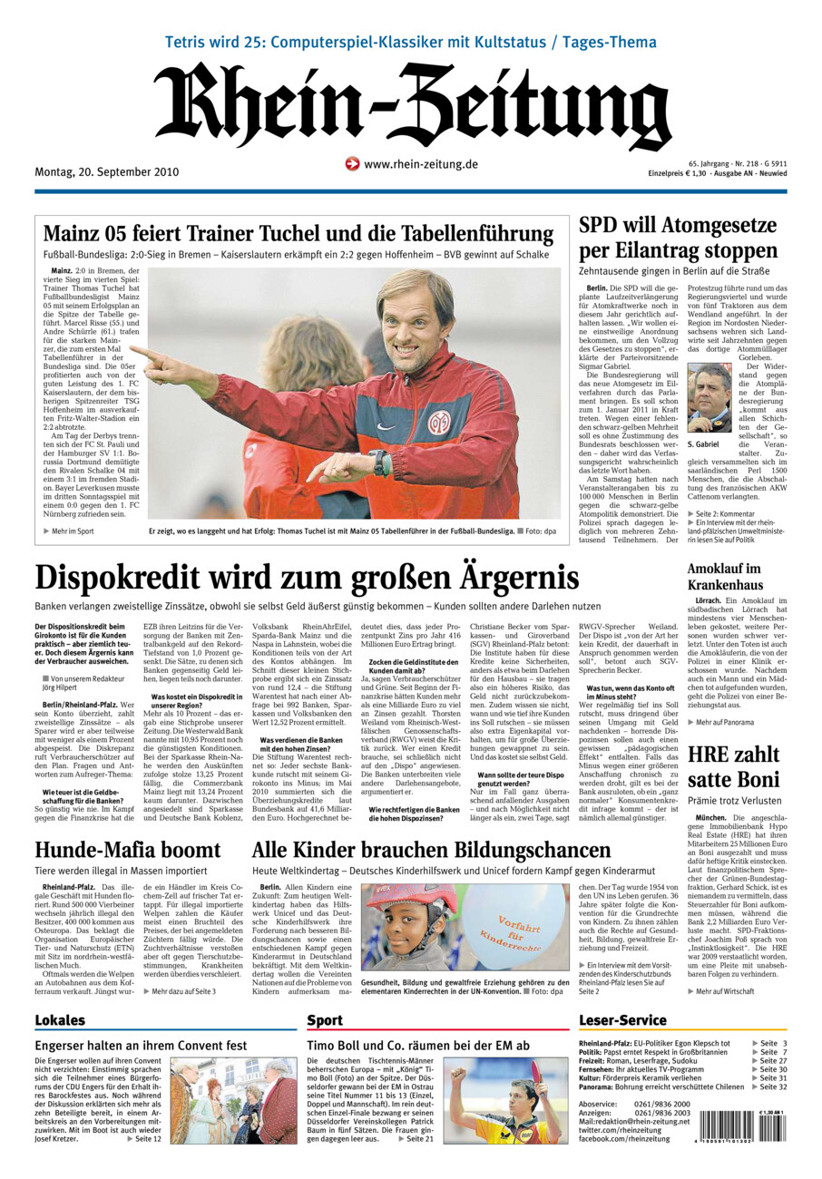 Rhein-Zeitung Kreis Neuwied vom Montag, 20.09.2010