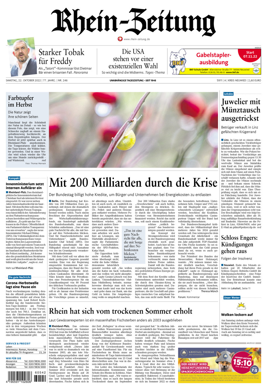 Rhein-Zeitung Kreis Neuwied vom Samstag, 22.10.2022