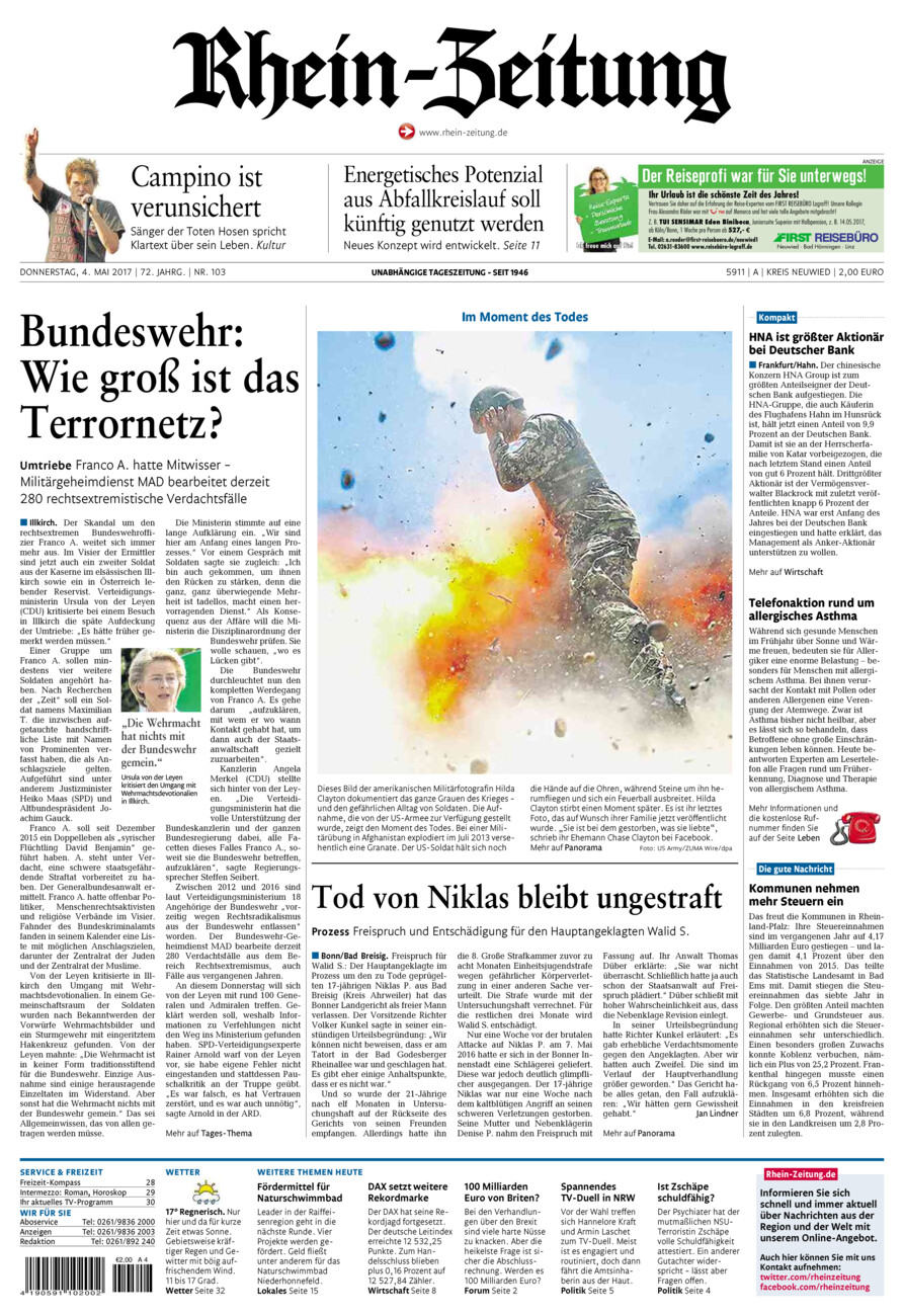 Rhein-Zeitung Kreis Neuwied vom Donnerstag, 04.05.2017