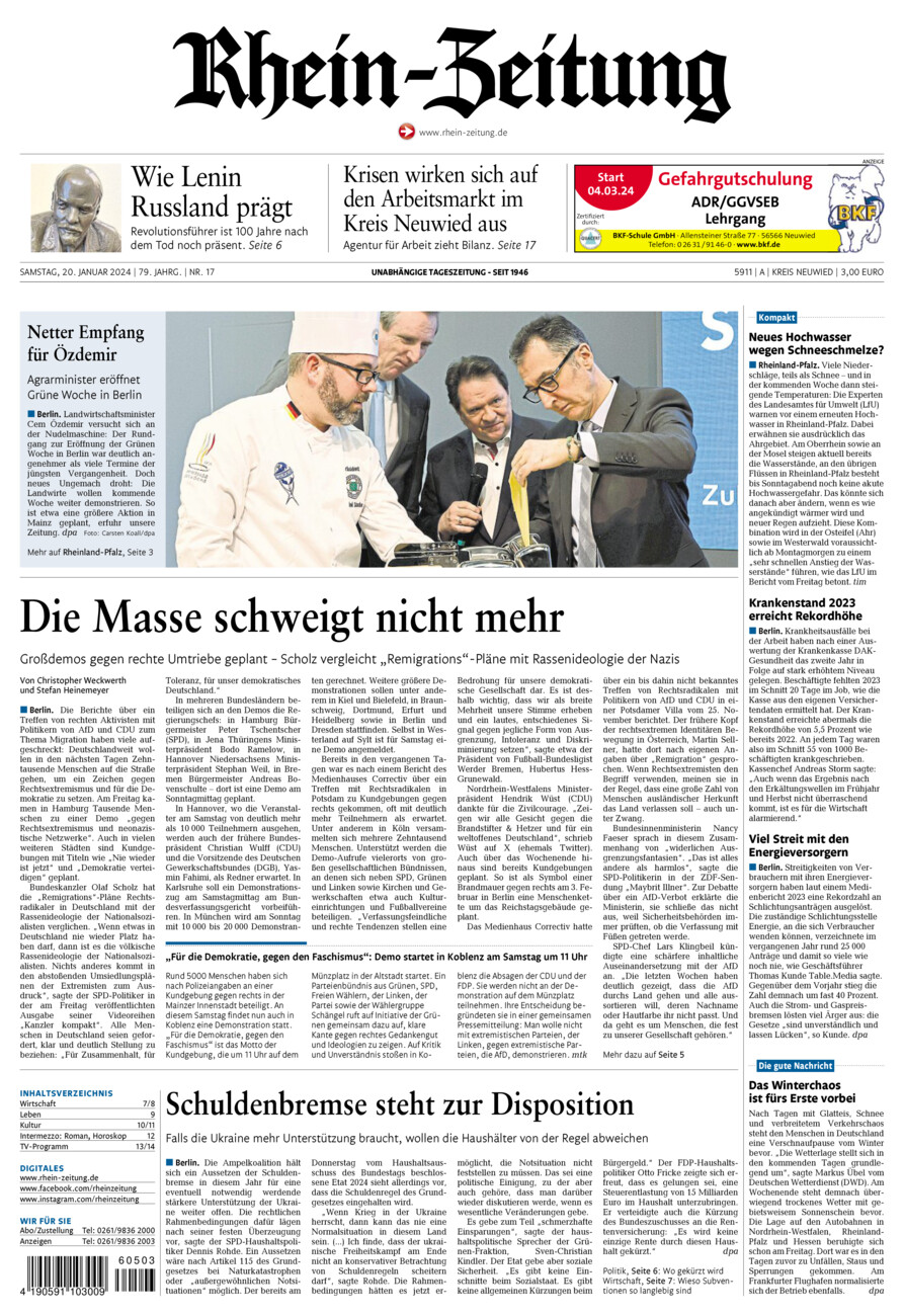 Rhein-Zeitung Kreis Neuwied vom Samstag, 20.01.2024