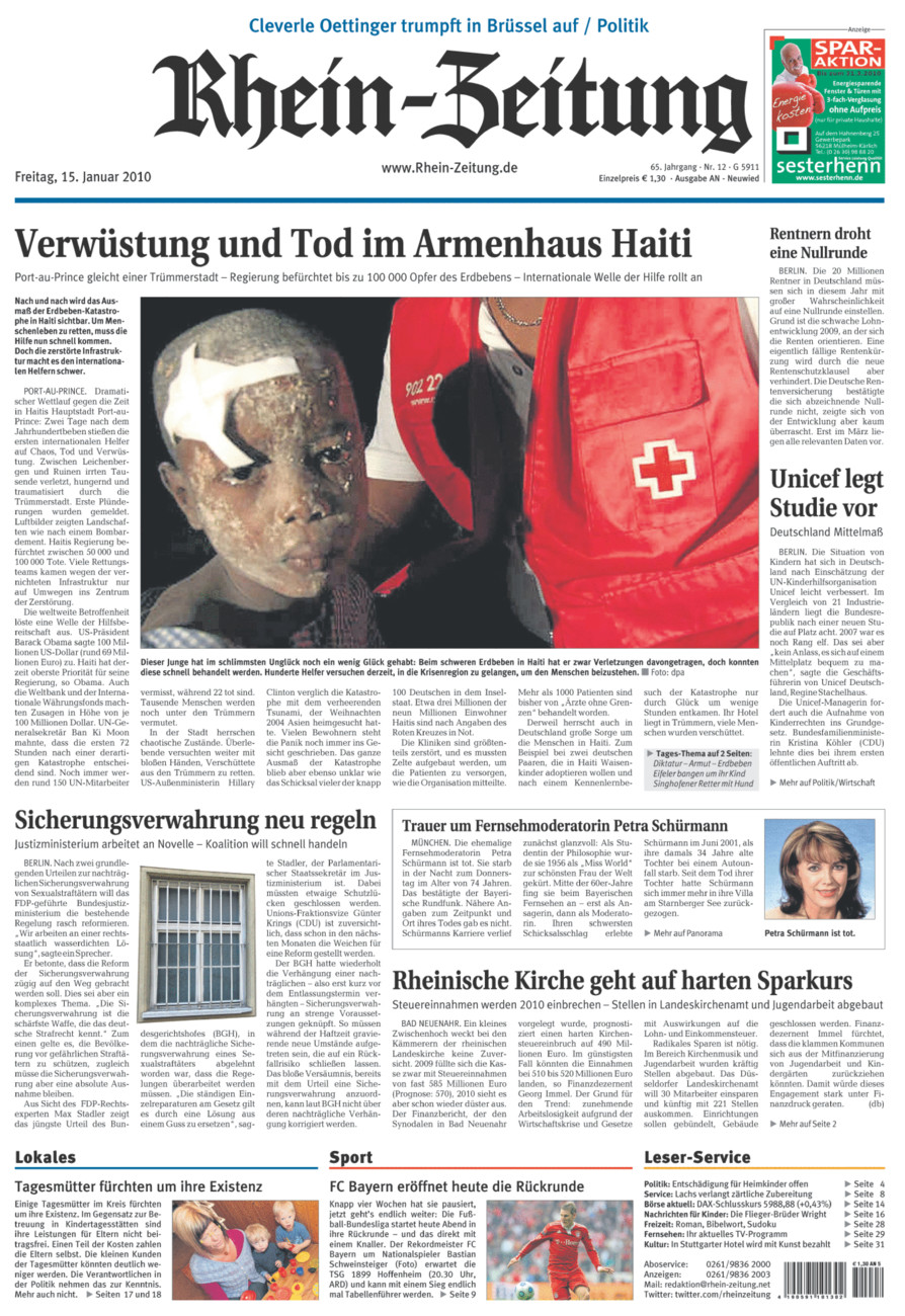 Rhein-Zeitung Kreis Neuwied vom Freitag, 15.01.2010