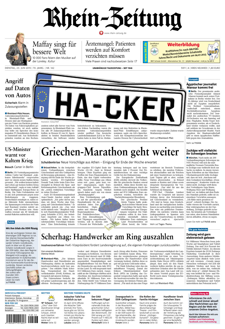 Rhein-Zeitung Kreis Neuwied vom Dienstag, 23.06.2015