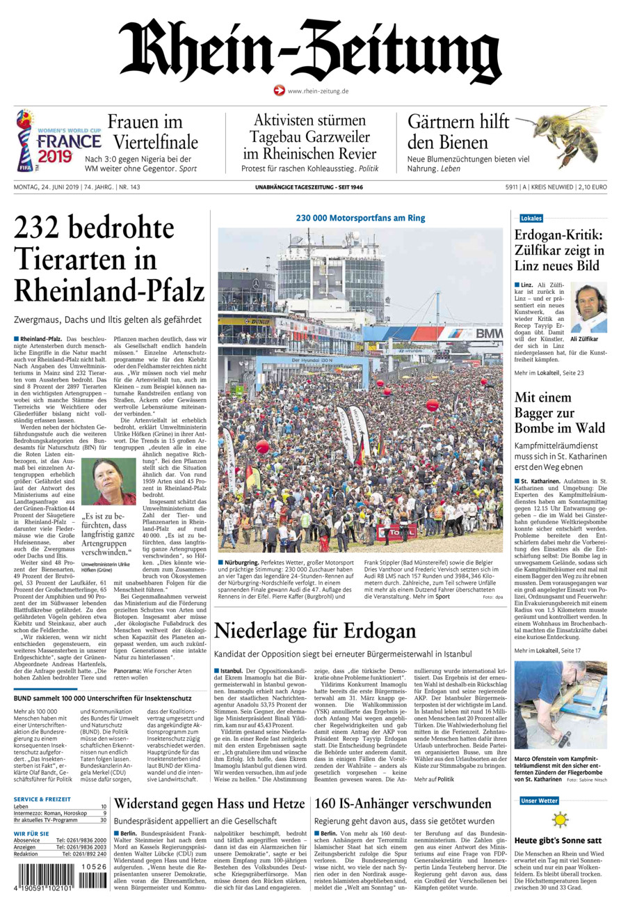 Rhein-Zeitung Kreis Neuwied vom Montag, 24.06.2019