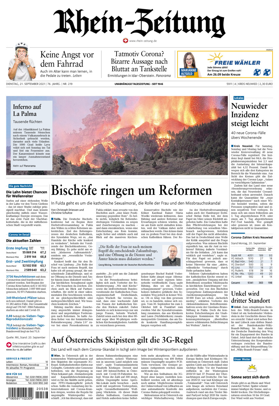 Rhein-Zeitung Kreis Neuwied vom Dienstag, 21.09.2021