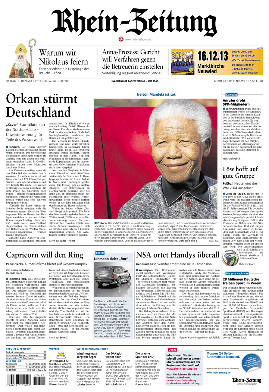 Rhein-Zeitung Kreis Neuwied vom Freitag, 06.12.2013