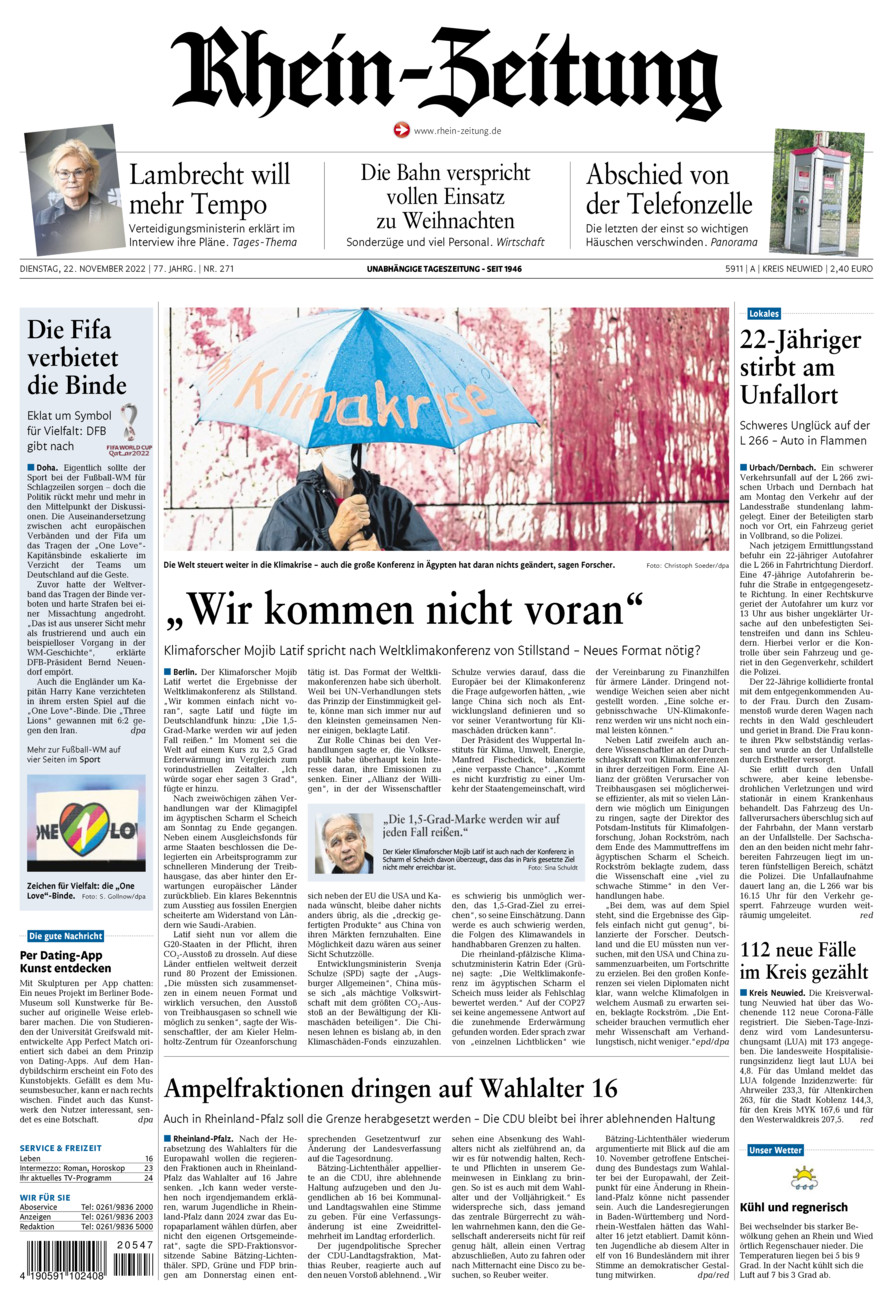 Rhein-Zeitung Kreis Neuwied vom Dienstag, 22.11.2022