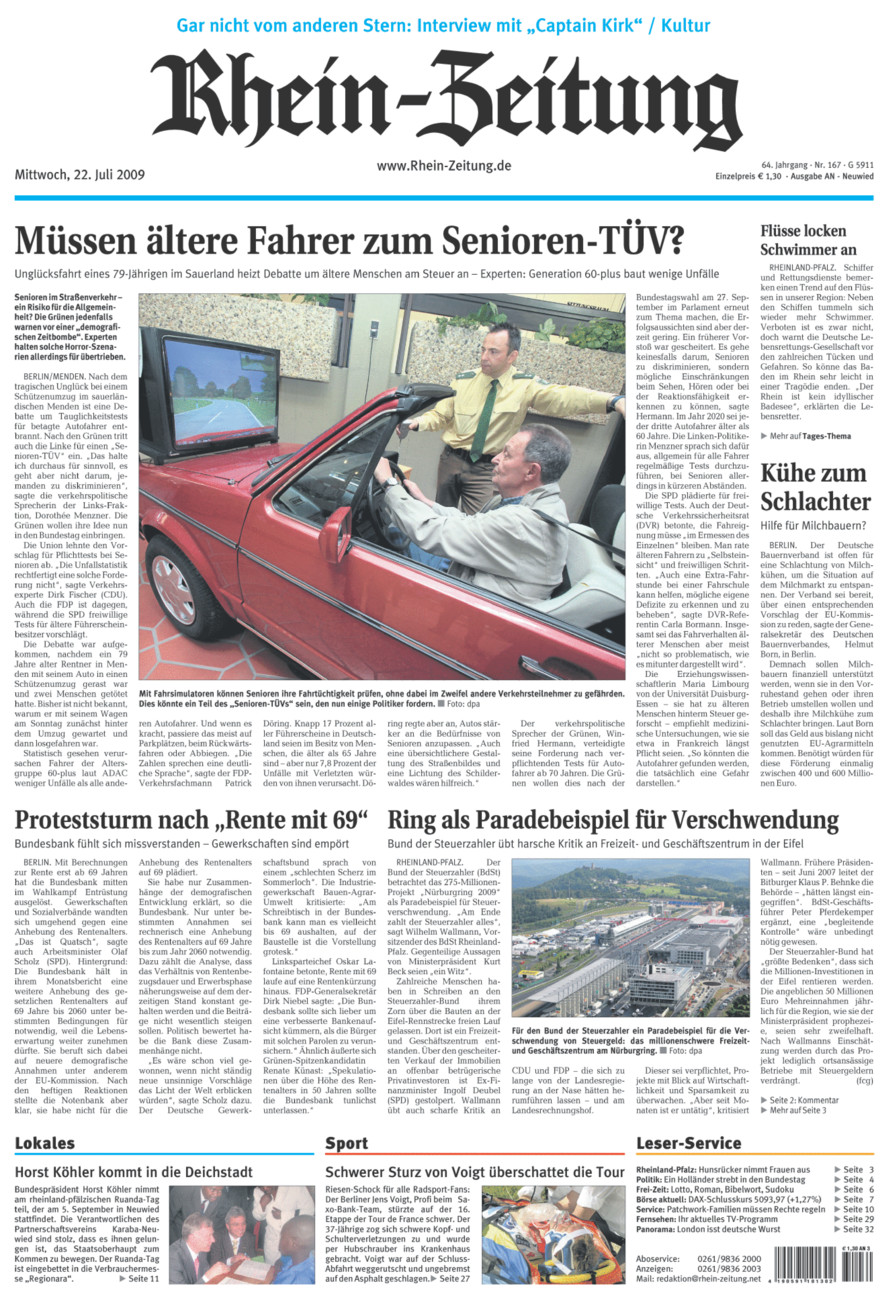 Rhein-Zeitung Kreis Neuwied vom Mittwoch, 22.07.2009