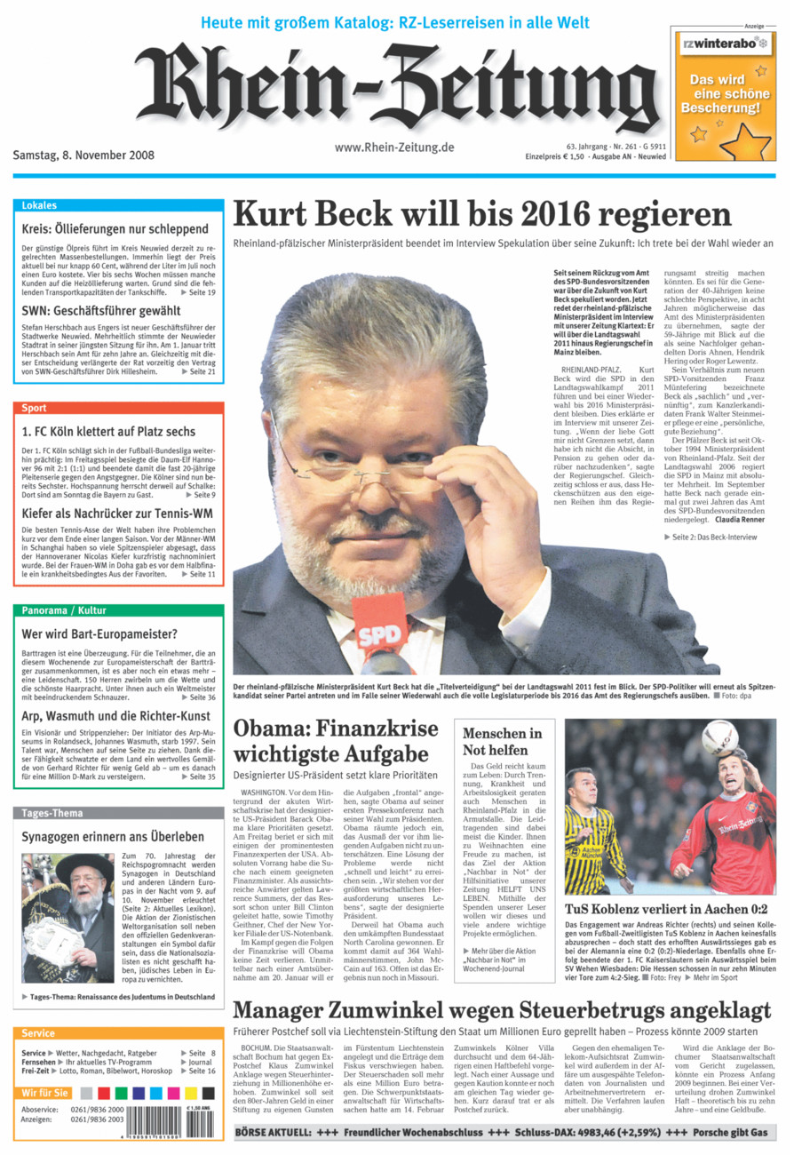 Rhein-Zeitung Kreis Neuwied vom Samstag, 08.11.2008
